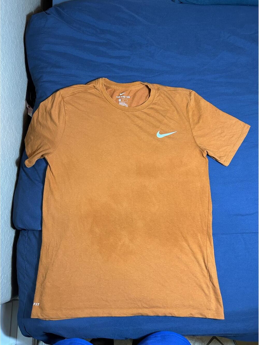 Nike Dri-FIT Athletic Cut Crew Neck Tee Orange Brown Size M
